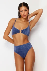 TRENDYOLMİLLA Saks Blue with accessories bralette Covered Regular High Waist Bikini Set - Image 2