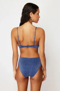 TRENDYOLMİLLA Saks Blue with accessories bralette Covered Regular High Waist Bikini Set - Image 5