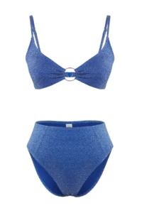 TRENDYOLMİLLA Saks Blue with accessories bralette Covered Regular High Waist Bikini Set - Image 6