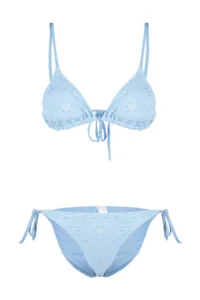 TRENDYOLMİLLA Mavi textured Triangle tied up Regular Waist Regular Bikini Set - Image 8