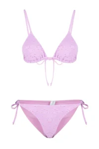 TRENDYOLMİLLA Pink textured Triangle tied up Regular Waist Regular Bikini Set - Image 7