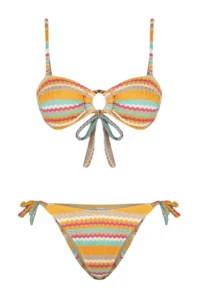 TRENDYOLMİLLA Geometric Patterned with accessories Strapless Covered Regular Regular Waist Bikini Set - Image 6