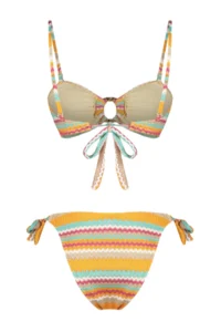 TRENDYOLMİLLA Geometric Patterned with accessories Strapless Covered Regular Regular Waist Bikini Set - Image 8