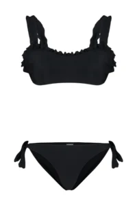 TRENDYOLMİLLA Black Frilly bralette Covered Regular Regular Waist Bikini Set - Image 6
