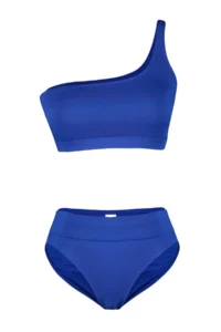 TRENDYOLMİLLA Saks Blue One Shoulder Covered hipster High Waist Regular Basic Bikini Set - Image 6