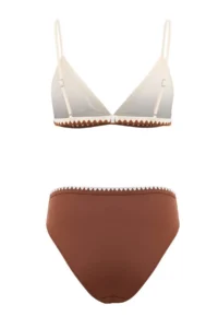TRENDYOLMİLLA Brown Triangle Embroidered High Waist Regular Bikini Set - Image 2