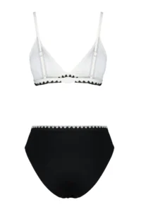 TRENDYOLMİLLA Black-White Embroidered Triangle Covered Regular High Waist Bikini Set - Image 6