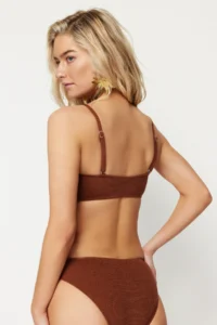 TRENDYOLMİLLA Brown Strapless Covered Bikini Top - Image 4