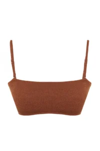 TRENDYOLMİLLA Brown Strapless Covered Bikini Top - Image 6