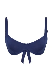 TRENDYOLMİLLA Navy Blue Balkonet Covered Basic Bikini Top - Image 6