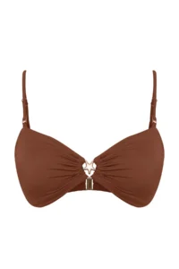 TRENDYOLMİLLA Brown with accessories Strapless Covered Bikini Top - Image 5
