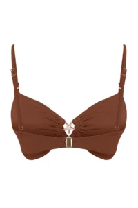 TRENDYOLMİLLA Brown with accessories Strapless Covered Bikini Top - Image 7