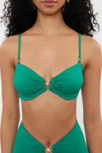 TRENDYOLMİLLA Emerald Green with accessories Strapless Covered Bikini Top - Image 2