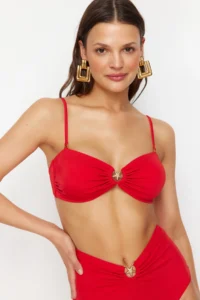 TRENDYOLMİLLA Rejection with accessories Strapless Covered Bikini Top - Image 2
