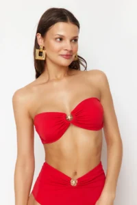 TRENDYOLMİLLA Rejection with accessories Strapless Covered Bikini Top - Image 3