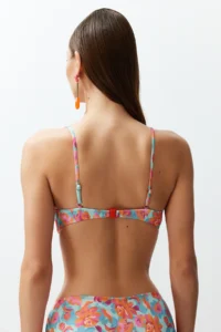 TRENDYOLMİLLA Floral Patterned with bow balconette Push Up Bikini Top - Image 5