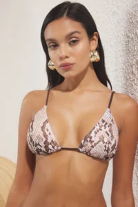 TRENDYOLMİLLA Snake Patterned Triangle Covered Bikini Top