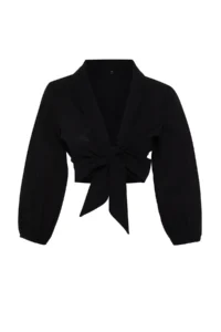 TRENDYOLMİLLA Black Weaving Beach Crop Blouse - Image 13