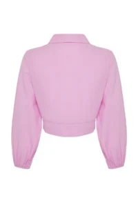 TRENDYOLMİLLA Pink Weaving Beach Crop Blouse - Image 8