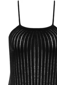 TRENDYOLMİLLA Black Fitted Maxi Knitwear Low-cut back Beach Dress - Image 8