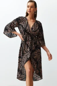 TRENDYOLMİLLA Ethnic Patterned Weaving slit 100% Cotton Beach Midi Dress - Image 2