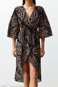 TRENDYOLMİLLA Ethnic Patterned Weaving slit 100% Cotton Beach Midi Dress - Image 4