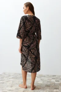 TRENDYOLMİLLA Ethnic Patterned Weaving slit 100% Cotton Beach Midi Dress - Image 6