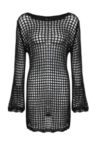 TRENDYOLMİLLA Black Knitwear Beach Mini Dress - Image 7