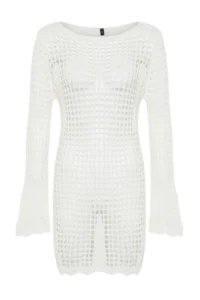 TRENDYOLMİLLA Ecru Knitwear Beach Mini Dress - Image 6