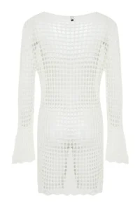TRENDYOLMİLLA Ecru Knitwear Beach Mini Dress - Image 8