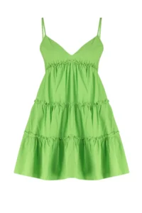 TRENDYOLMİLLA beachwear 100% Cotton Neon Green Weaving Frilly Mini Dress - Image 7