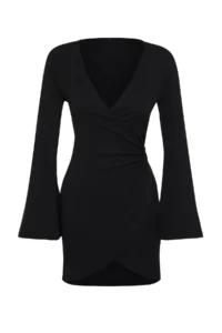TRENDYOLMİLLA Black Weaving Binding Detailed Beach Mini Dress - Image 7