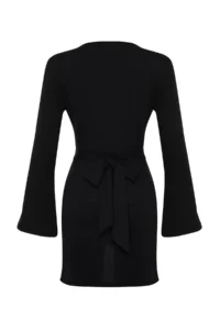 TRENDYOLMİLLA Black Weaving Binding Detailed Beach Mini Dress - Image 9