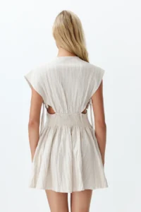 TRENDYOLMİLLA beachwear Ecru Weaving Cut Out Mini Dress - Image 5