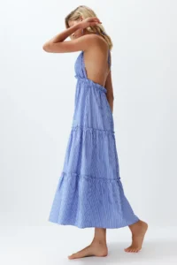 TRENDYOLMİLLA Striped Weaving Frilly Maxi Beach Dress - Image 2