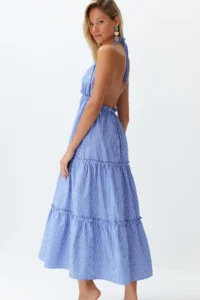 TRENDYOLMİLLA Striped Weaving Frilly Maxi Beach Dress - Image 5