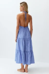 TRENDYOLMİLLA Striped Weaving Frilly Maxi Beach Dress - Image 7