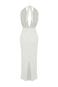 TRENDYOLMİLLA beachwear Ecru Weaving Low-cut back Maxi Dress - Image 9