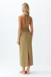 TRENDYOLMİLLA Khaki Weaving Low-cut back Maxi Beach Dress - Image 6