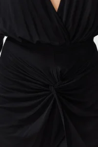 TRENDYOLMİLLA beachwear Black Knitting Shirred Mini Dress - Image 5