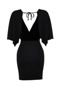 TRENDYOLMİLLA beachwear Black Knitting Shirred Mini Dress - Image 9