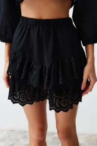 TRENDYOLMiLLA Black Weaving Embroidered Beach Mini Skirt - Image 5