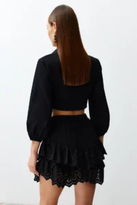 TRENDYOLMiLLA Black Weaving Embroidered Beach Mini Skirt - Image 6