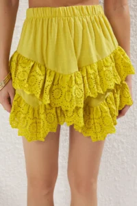 TRENDYOLMiLLA Green Weaving Embroidered Beach Mini Skirt - Image 7