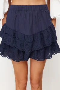 TRENDYOLMiLLA Navy Blue Weaving Embroidered Beach Mini Skirt - Image 10