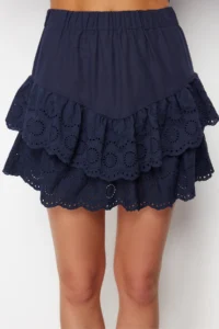 TRENDYOLMiLLA Navy Blue Weaving Embroidered Beach Mini Skirt - Image 5