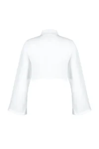 TRENDYOLMİLLA White Weaving 100% Cotton Beach Crop Shirt - Image 7