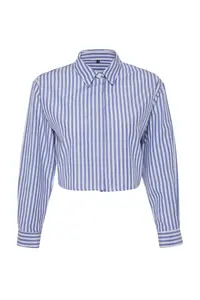 TRENDYOLMİLLA Striped Weaving Low-cut back Beach Crop Shirt - Image 5