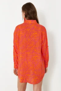 TRENDYOLMİLLA Abstract Patterned Weaving Maxi Beach Shirt - Image 6