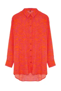 TRENDYOLMİLLA Abstract Patterned Weaving Maxi Beach Shirt - Image 7